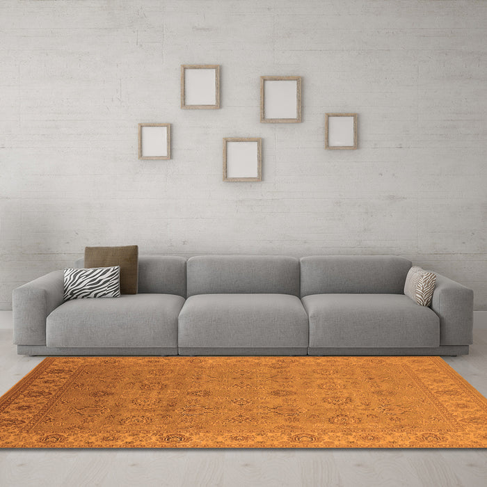 Machine Washable Oriental Orange Industrial Area Rugs in a Living Room, wshurb3203org