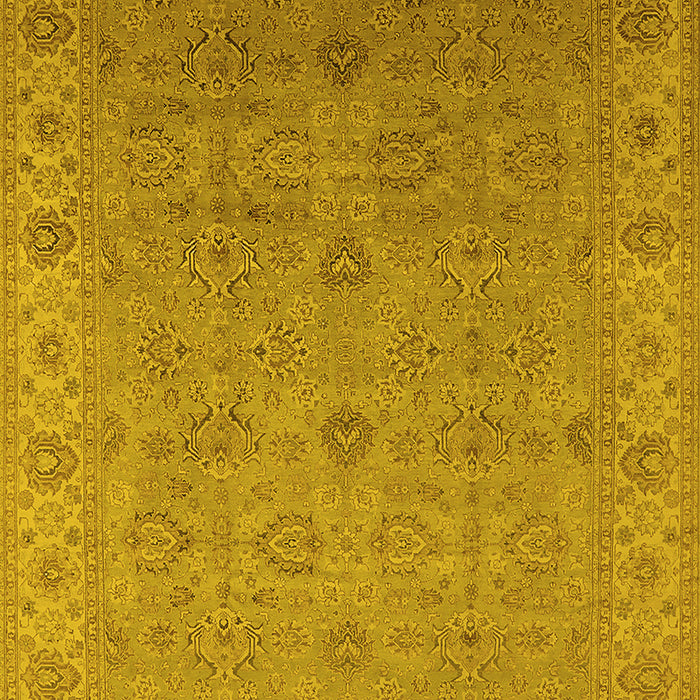 Machine Washable Oriental Yellow Industrial Rug, wshurb3203yw