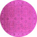 Round Oriental Pink Industrial Rug, urb3203pnk