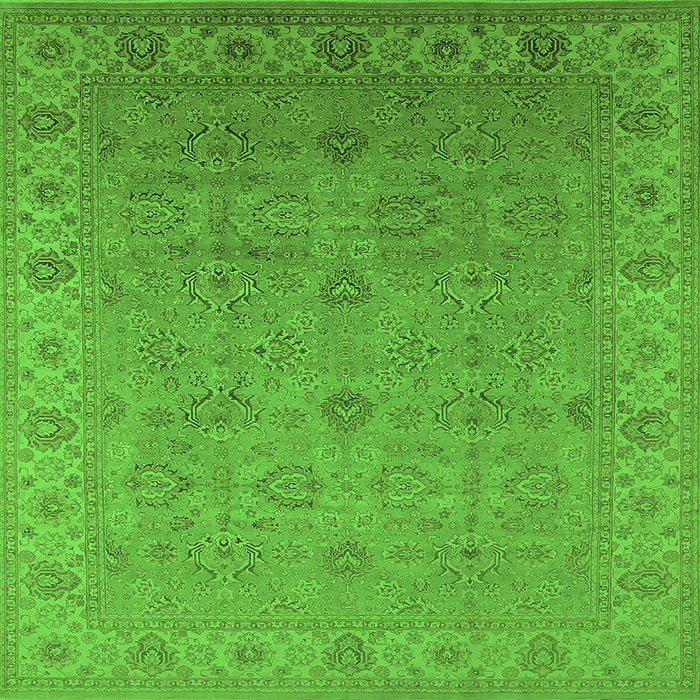 Square Machine Washable Oriental Green Industrial Area Rugs, wshurb3203grn