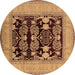 Round Oriental Brown Industrial Rug, urb3204brn