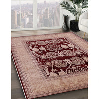 Mid-Century Modern Dark Salmon Pink Oriental Rug, urb3204