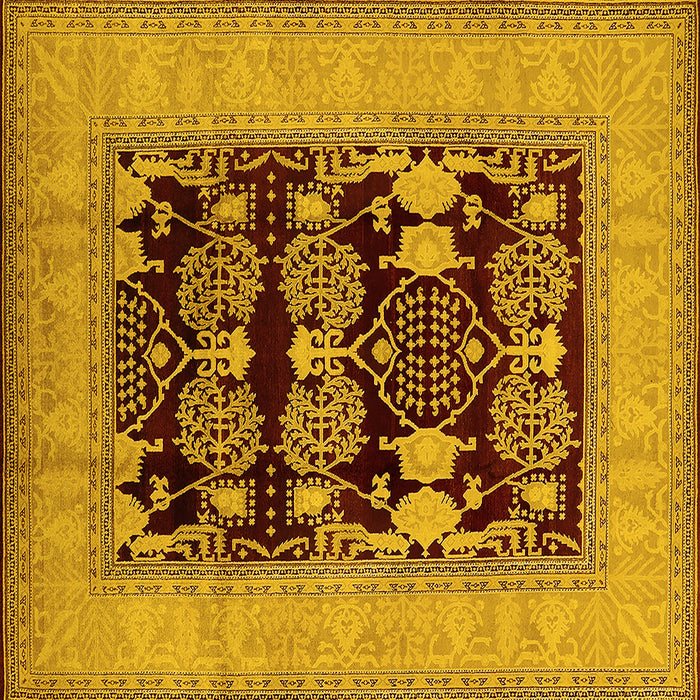Square Machine Washable Oriental Yellow Industrial Rug, wshurb3204yw