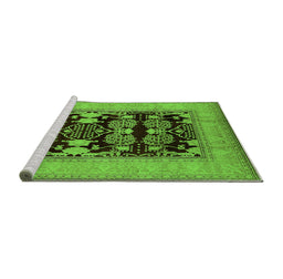 Sideview of Machine Washable Oriental Green Industrial Area Rugs, wshurb3204grn