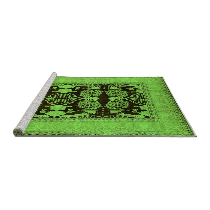 Sideview of Machine Washable Oriental Green Industrial Area Rugs, wshurb3204grn