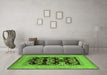 Machine Washable Oriental Green Industrial Area Rugs in a Living Room,, wshurb3204grn