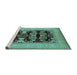 Sideview of Machine Washable Oriental Turquoise Industrial Area Rugs, wshurb3204turq