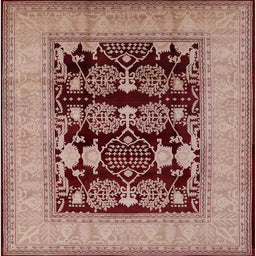 Square Machine Washable Industrial Modern Dark Salmon Pink Rug, wshurb3204