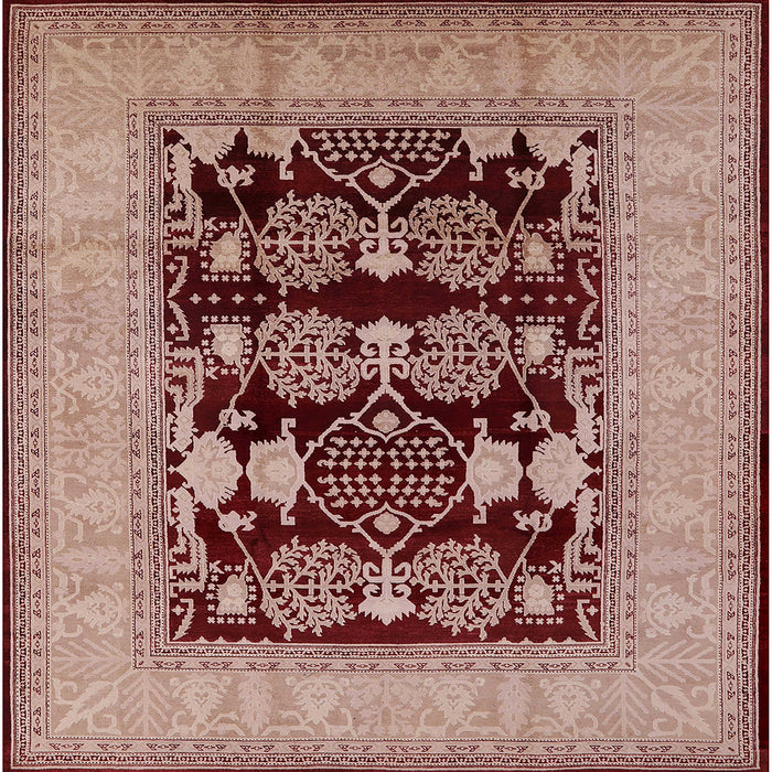 Square Machine Washable Industrial Modern Dark Salmon Pink Rug, wshurb3204