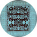 Round Oriental Light Blue Industrial Rug, urb3204lblu