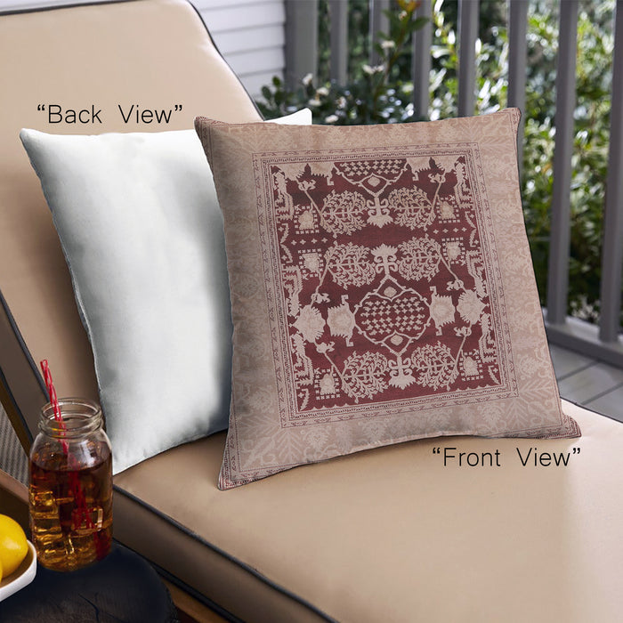 Front View of Mid-Century Modern Urban Square Dark Salmon Pink Throw Pillow, 18 inch by 18 inch, pwurb3204