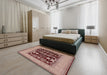 Mid-Century Modern Dark Salmon Pink Oriental Rug in a Bedroom, urb3204