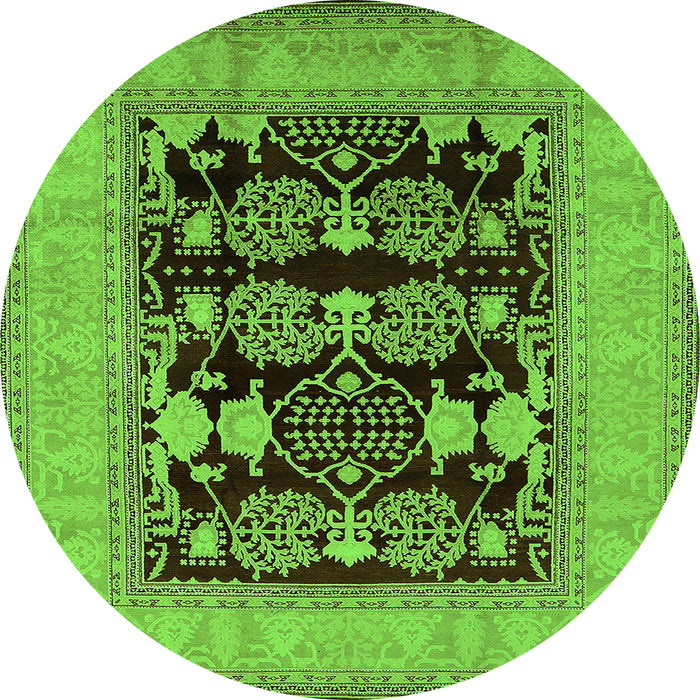 Round Oriental Green Industrial Rug, urb3204grn