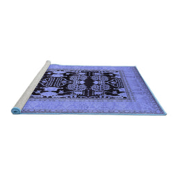 Sideview of Machine Washable Oriental Blue Industrial Rug, wshurb3204blu