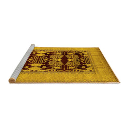 Sideview of Machine Washable Oriental Yellow Industrial Rug, wshurb3204yw