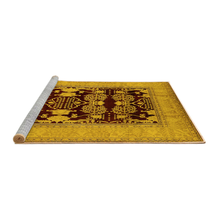 Sideview of Machine Washable Oriental Yellow Industrial Rug, wshurb3204yw