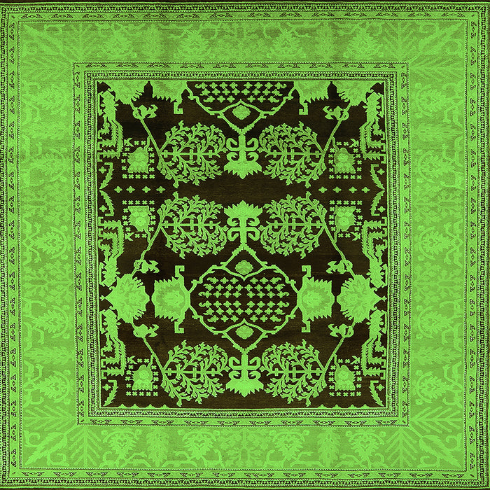 Square Machine Washable Oriental Green Industrial Area Rugs, wshurb3204grn