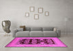 Machine Washable Oriental Pink Industrial Rug in a Living Room, wshurb3204pnk