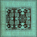 Square Oriental Turquoise Industrial Rug, urb3204turq