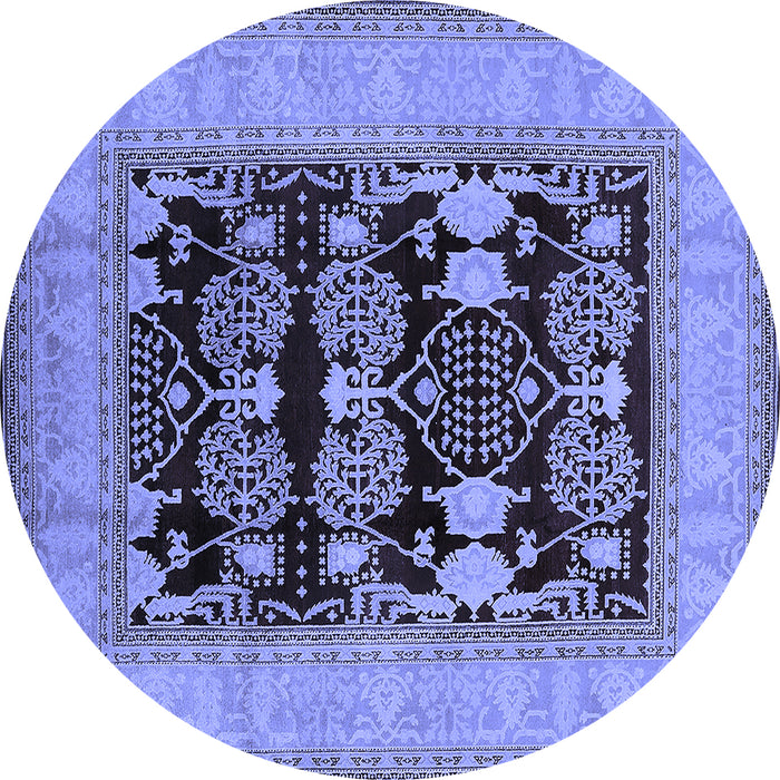 Round Oriental Blue Industrial Rug, urb3204blu