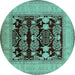 Round Oriental Turquoise Industrial Rug, urb3204turq