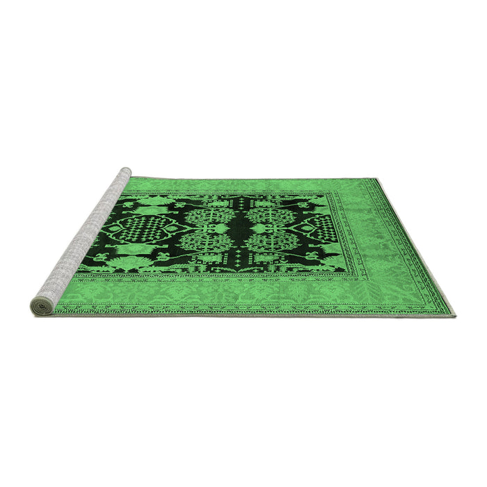 Sideview of Machine Washable Oriental Emerald Green Industrial Area Rugs, wshurb3204emgrn
