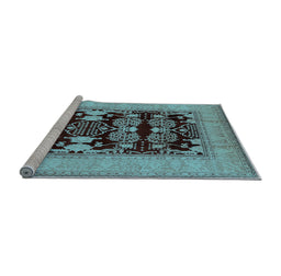 Sideview of Machine Washable Oriental Light Blue Industrial Rug, wshurb3204lblu