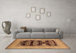 Machine Washable Oriental Brown Industrial Rug in a Living Room,, wshurb3204brn