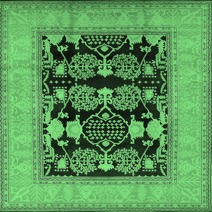 Square Oriental Emerald Green Industrial Rug, urb3204emgrn