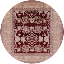 Round Machine Washable Industrial Modern Dark Salmon Pink Rug, wshurb3204
