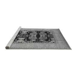 Sideview of Machine Washable Oriental Gray Industrial Rug, wshurb3204gry