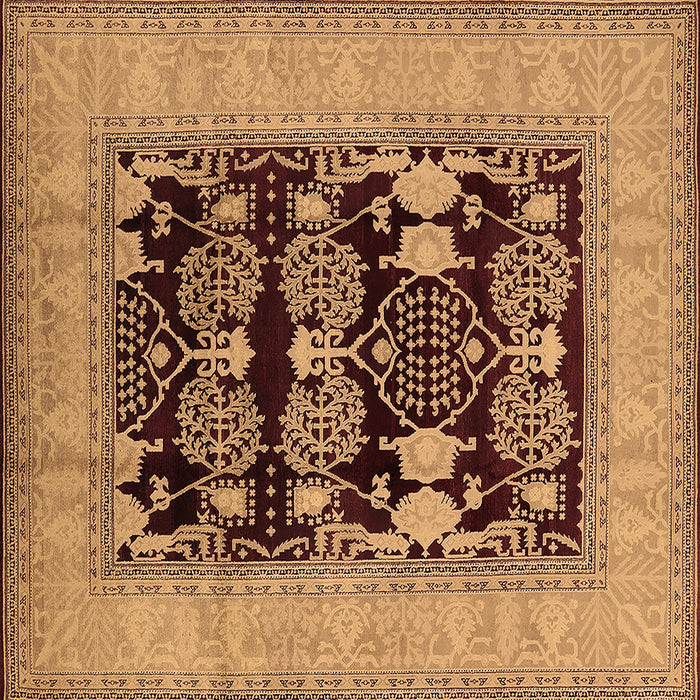 Square Machine Washable Oriental Brown Industrial Rug, wshurb3204brn