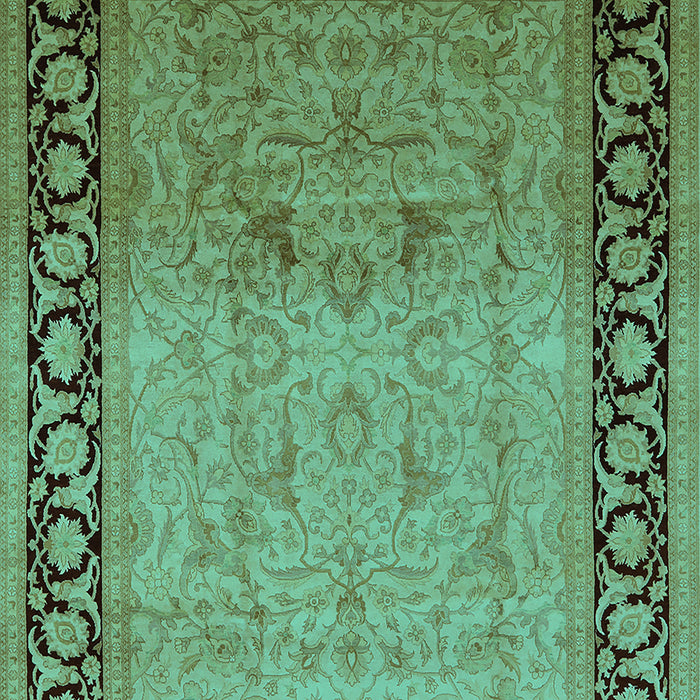Machine Washable Oriental Turquoise Industrial Area Rugs, wshurb3205turq