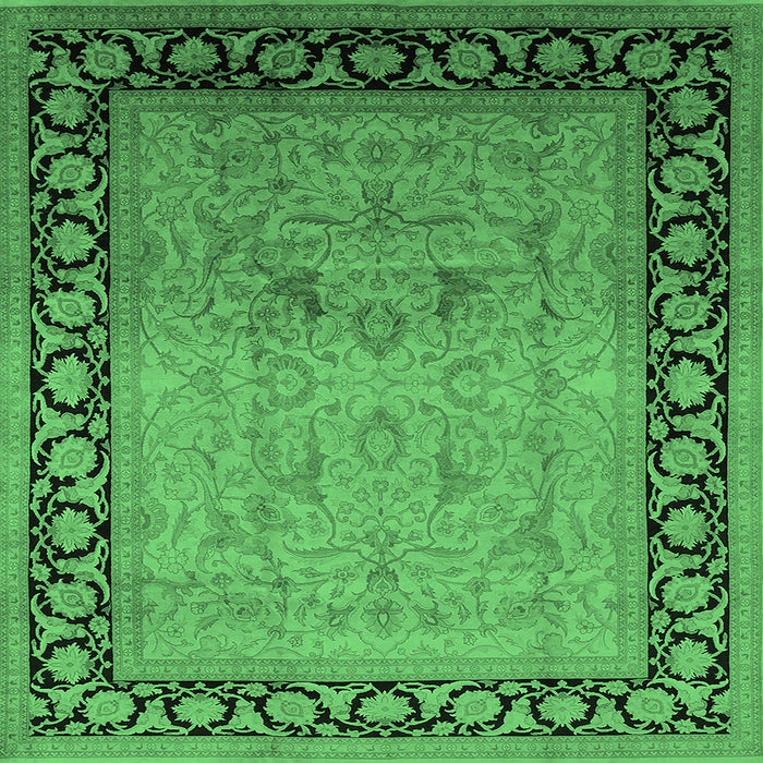 Square Oriental Emerald Green Industrial Rug, urb3205emgrn