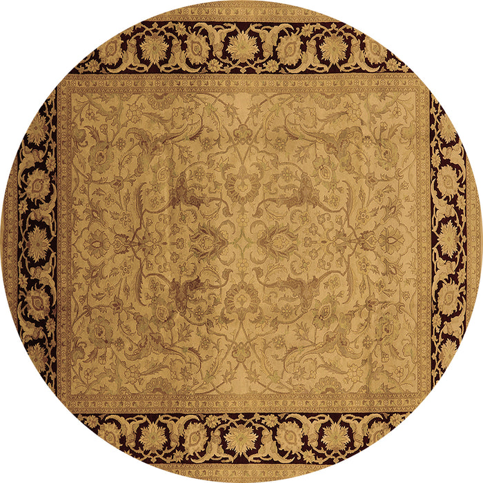 Round Machine Washable Oriental Brown Industrial Rug, wshurb3205brn