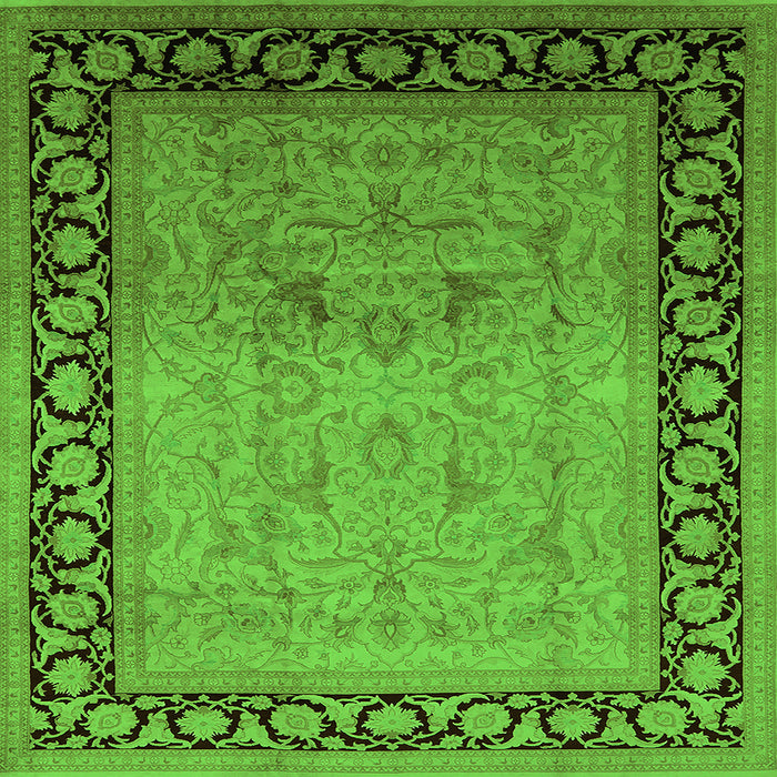 Square Machine Washable Oriental Green Industrial Area Rugs, wshurb3205grn