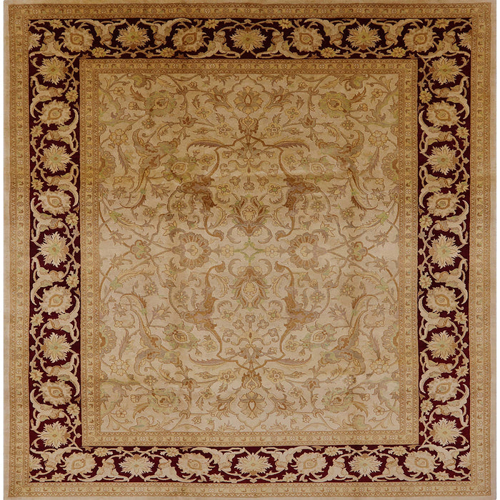 Square Mid-Century Modern Mahogany Brown Oriental Rug, urb3205