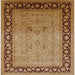 Square Mid-Century Modern Mahogany Brown Oriental Rug, urb3205