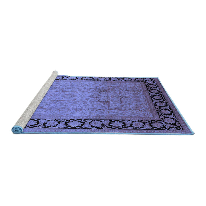 Sideview of Machine Washable Oriental Blue Industrial Rug, wshurb3205blu