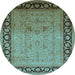 Round Oriental Light Blue Industrial Rug, urb3205lblu