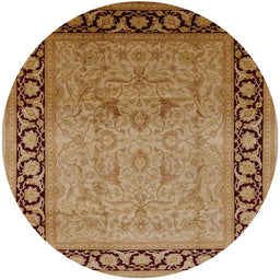 Round Mid-Century Modern Mahogany Brown Oriental Rug, urb3205