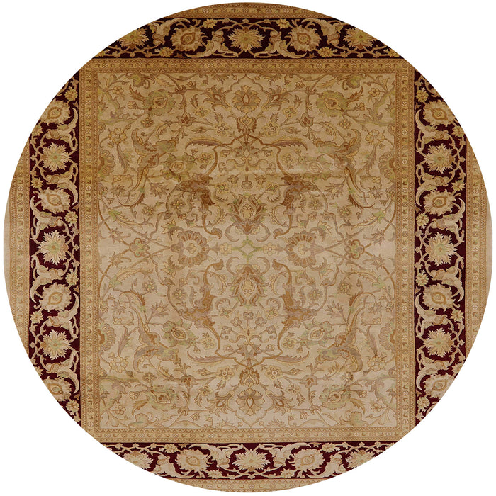 Round Mid-Century Modern Mahogany Brown Oriental Rug, urb3205