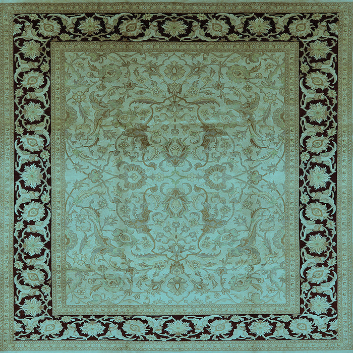 Square Machine Washable Oriental Light Blue Industrial Rug, wshurb3205lblu