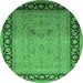 Round Oriental Emerald Green Industrial Rug, urb3205emgrn