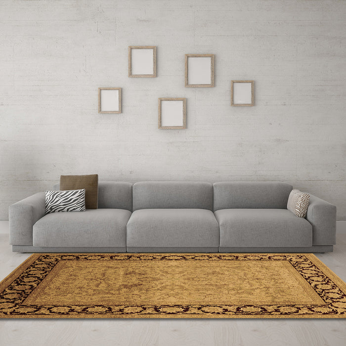 Machine Washable Oriental Brown Industrial Rug in a Living Room,, wshurb3205brn