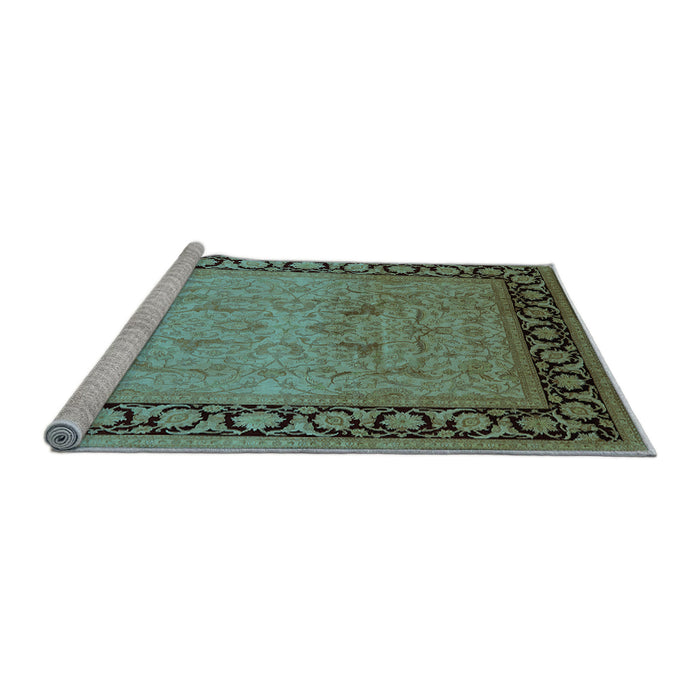 Sideview of Machine Washable Oriental Light Blue Industrial Rug, wshurb3205lblu