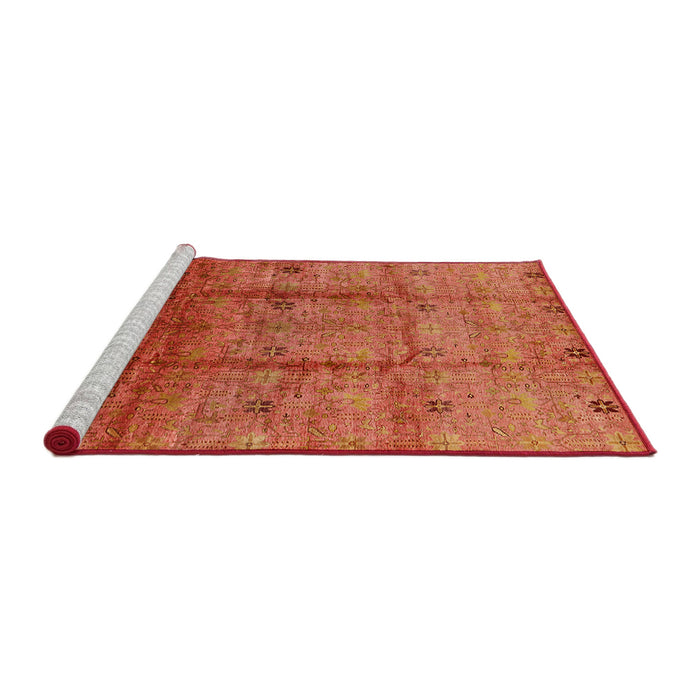 Sideview of Machine Washable Industrial Modern Bright Orange Rug, wshurb3206
