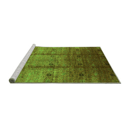 Sideview of Machine Washable Oriental Green Industrial Area Rugs, wshurb3206grn