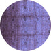 Round Oriental Blue Industrial Rug, urb3206blu