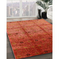 Mid-Century Modern Bright Orange Oriental Rug, urb3206